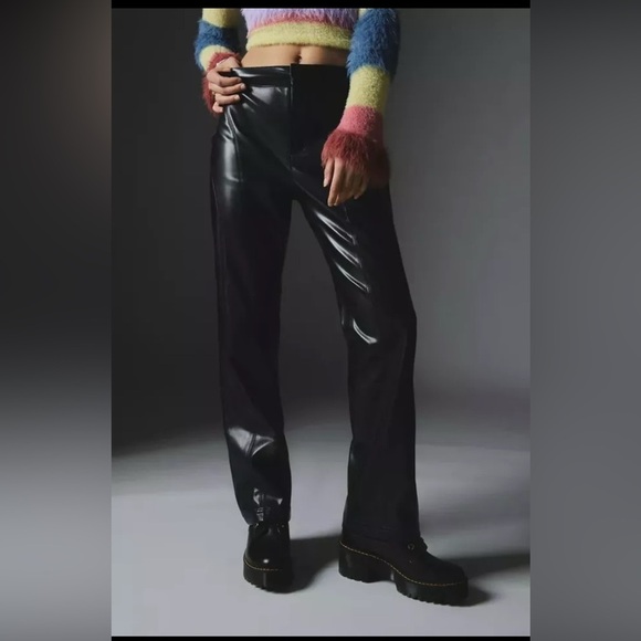 Urban Outfitters Silence & Noise Faux Leather Pants Black size 2 R4 - Picture 1 of 7